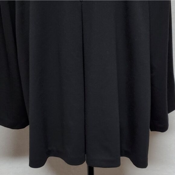 VINTAGE Black Large Button Scoop Neck Flare Sleeve Lightweight Swing Coat - Picture 9 of 10